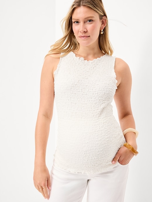 Image number 1 showing, Maternity Texured High-Neck Tank Top