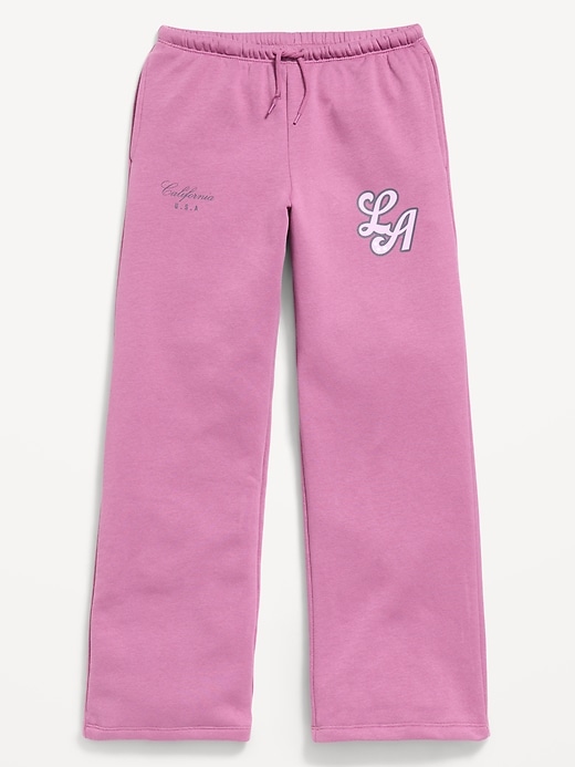 Image number 1 showing, High-Waisted Graphic Wide-Leg Sweatpants for Girls
