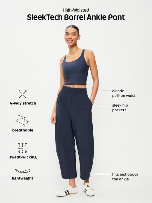 Image number 9 showing, High-Waisted SleekTech Barrel Ankle Pants