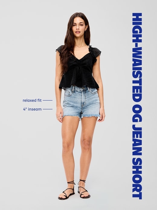 Image number 9 showing, High-Waisted OG Cut-Off Jean Shorts -- 4-inch inseam
