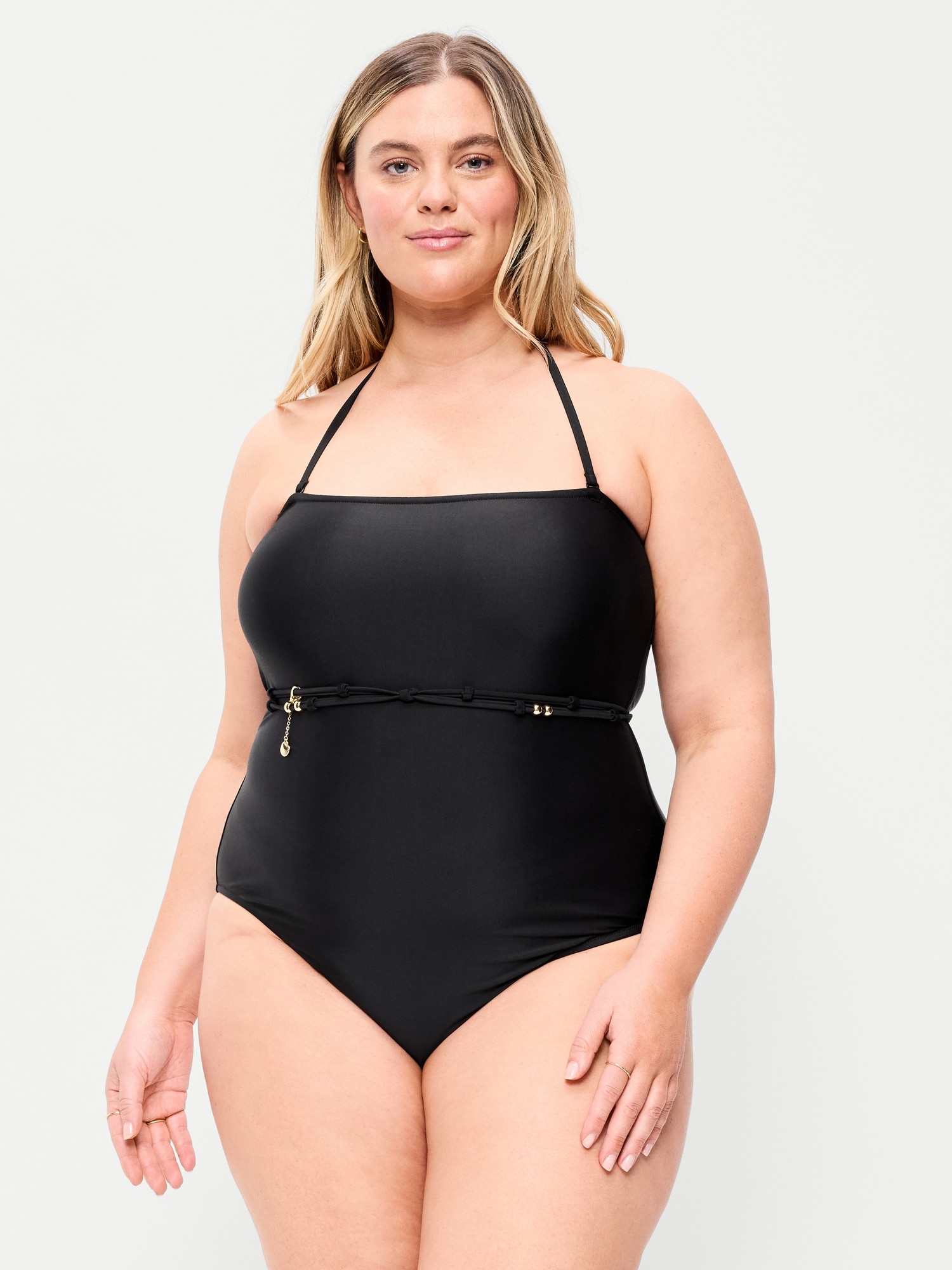 Strapless Belted One-Piece Swimsuit