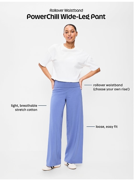 Image number 7 showing, High-Waisted PowerChill Fold-Over Wide-Leg Pants