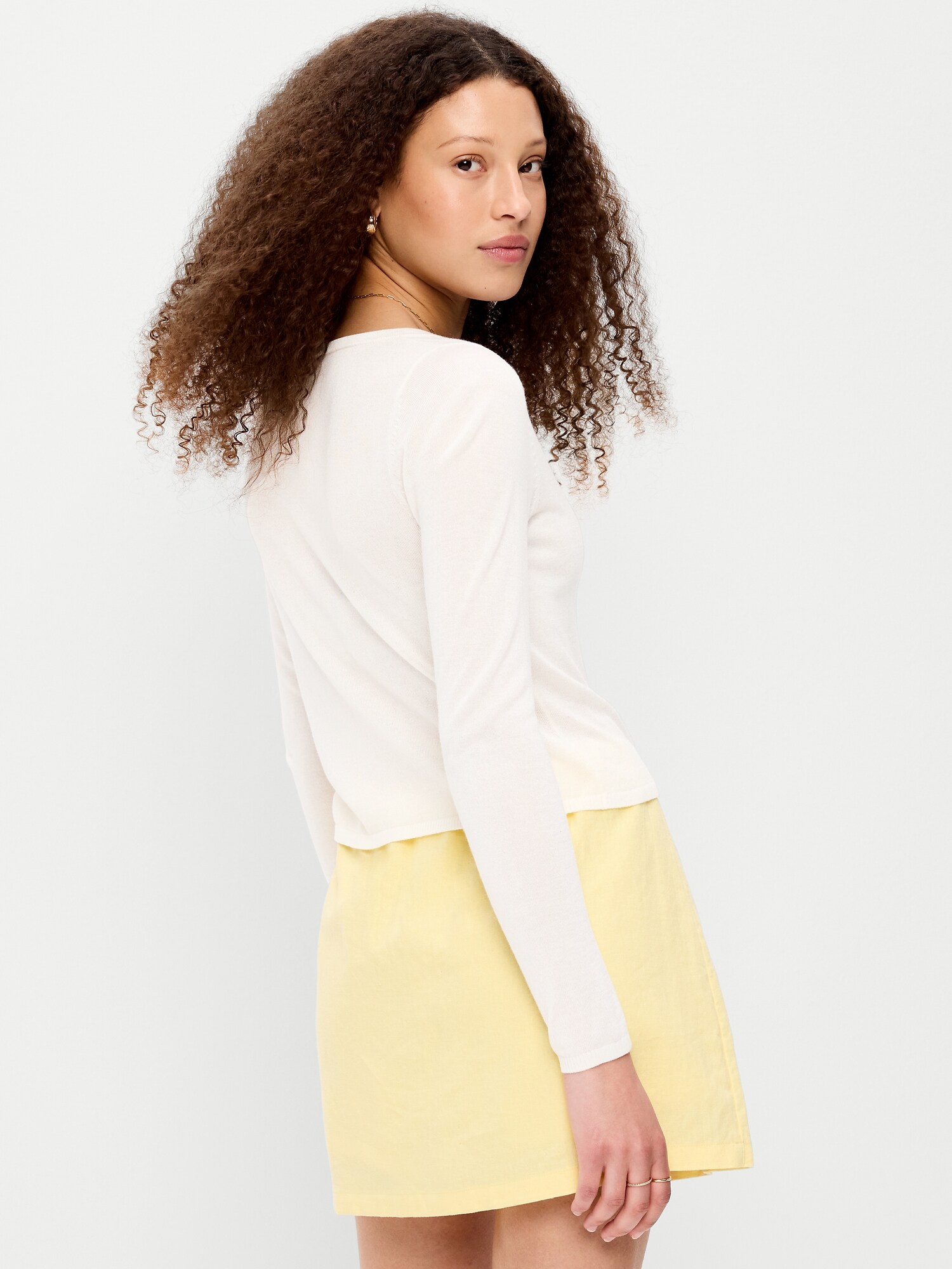 Женский кардиган Old Navy Merino Wool-Blend Sheer Cropped V-Neck, цвет: Белый — фото 2