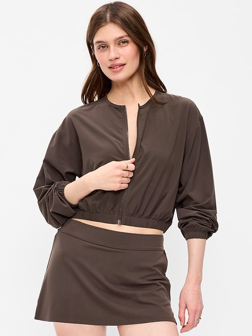 Image number 1 showing, Zip-Front Cropped Tennis Jacket