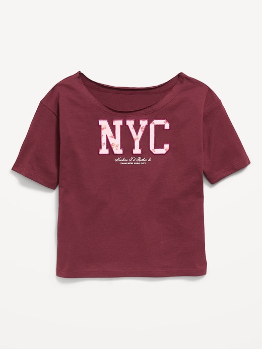 Image number 1 showing, Off-Shoulder Graphic T-Shirt for Girls