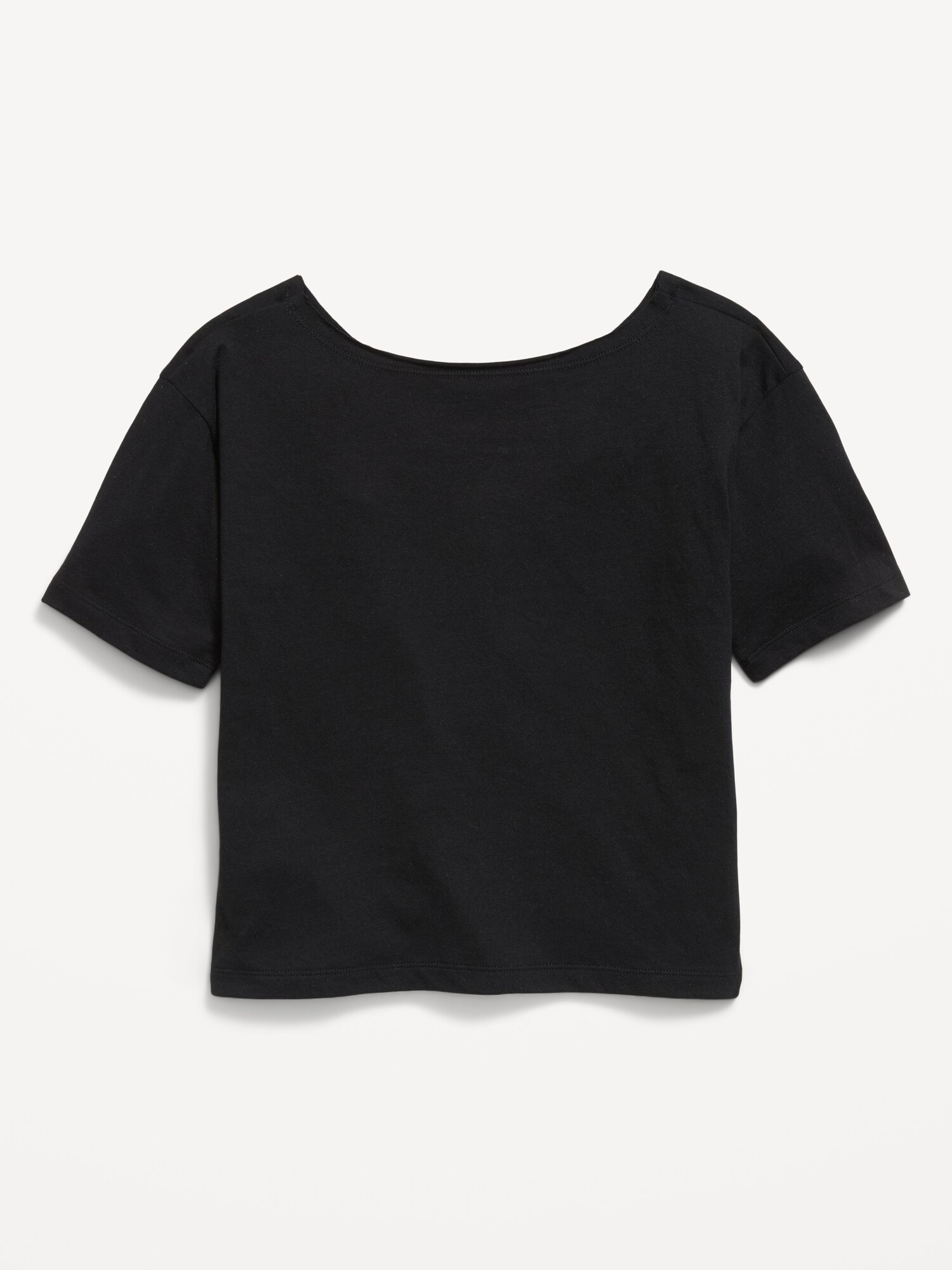 Футболка Old Navy Off-Shoulder Graphic T-Shirt для девочек, цвет: Чёрный — фото 2