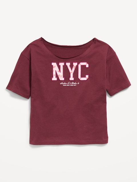 Off-Shoulder Graphic T-Shirt for Girls