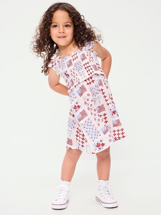 Image number 1 showing, Printed Sleeveless Smocked Dress for Toddler Girls