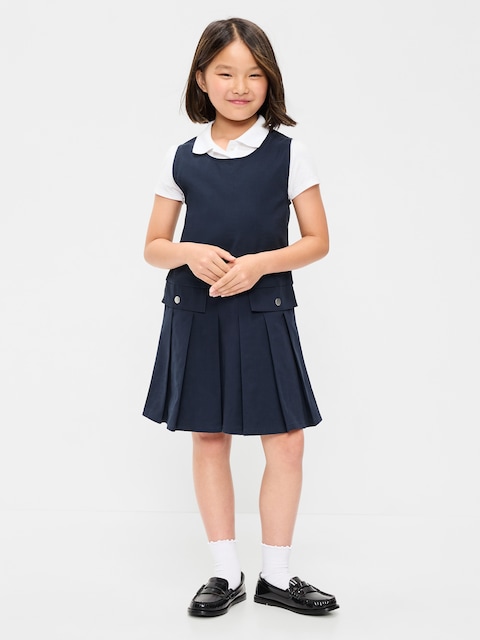 School Uniform Sleeveless Twill Dress for Girls