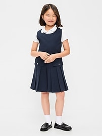Image number 1 showing, Sleeveless School Uniform Twill Dress for Girls