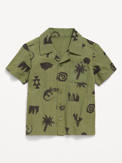 Printed Short-Sleeve Crinkled Pocket Shirt for Toddler Boys