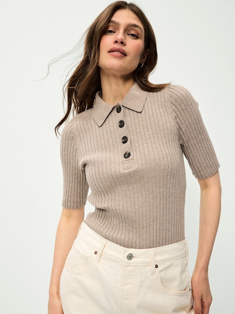 Short-Sleeve Ribbed Polo