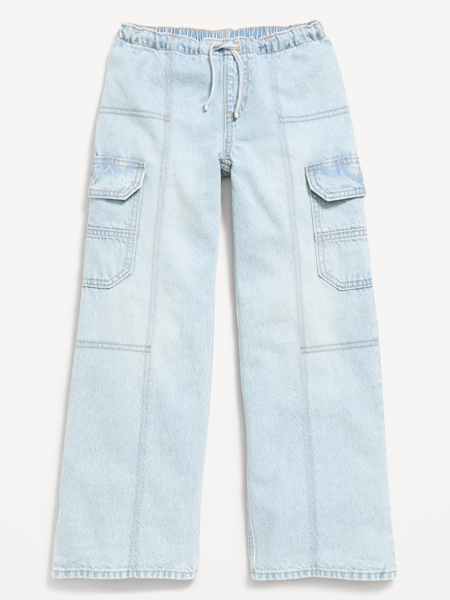Pull-On Low-Rise Super Baggy Wide-Leg Cargo Jeans for Girls