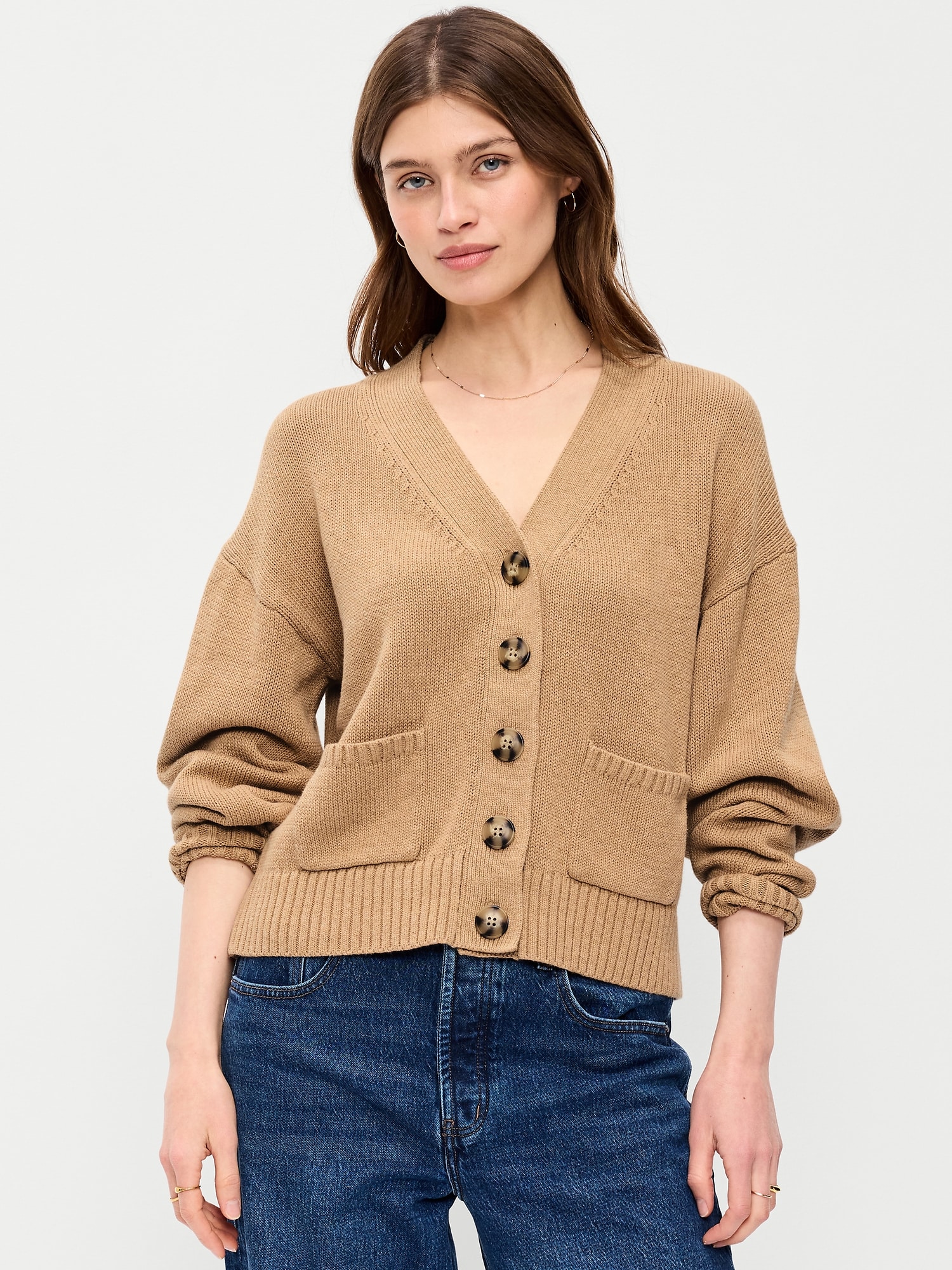 Relaxed V-Neck Cardigan Sweater