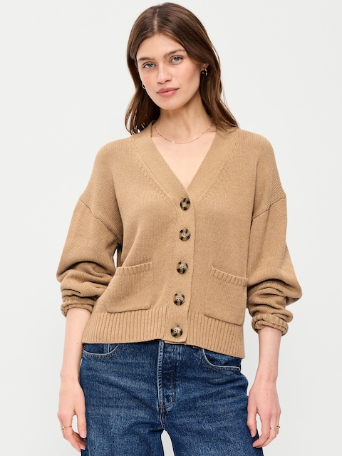 Relaxed V-Neck Cardigan Sweater