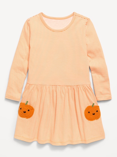 Printed Long-Sleeve Drop-Waist Dress for Toddler Girls