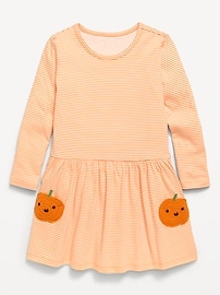 Image number 1 showing, Printed Long-Sleeve Drop-Waist Dress for Toddler Girls