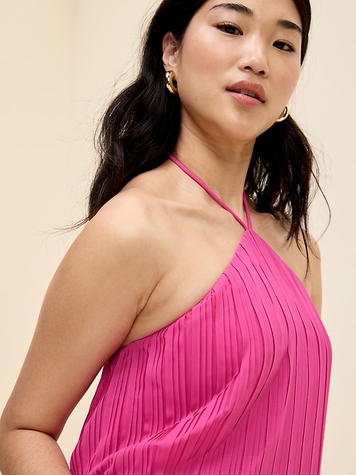 Image number 6 showing, The Occasion by Old Navy Pleated Halter Swing Mini Dress