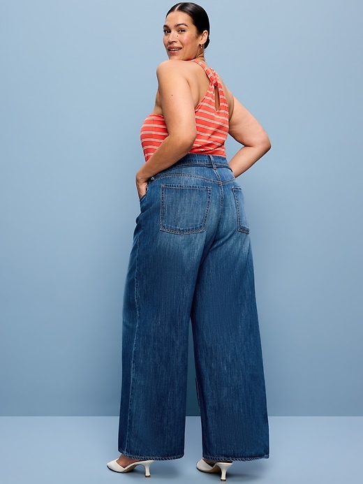 Image number 9 showing, High-Waisted Baggy Wide-Leg Drawstring Jeans
