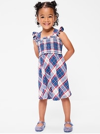 Image number 1 showing, Sleeveless Plaid Smocked Dress for Toddler Girls