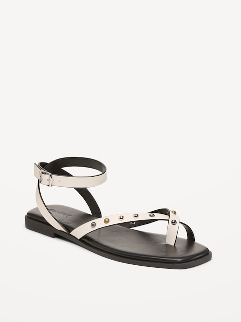 Studded Toe-Strap Sandals