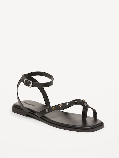 Studded Toe-Strap Sandals