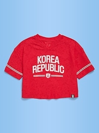 Image number 1 showing, FIFA World Cup 26™ Korea Republic Boxy Lace V-Neck T-Shirt for Girls