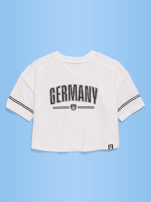 Image number 1 showing, FIFA World Cup 26™ Germany Boxy Lace V-Neck T-Shirt for Girls