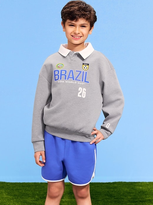 Image number 1 showing, FIFA World Cup 26™ Brazil Dynamic Fleece Collared Graphic Sweatshirt for Kids