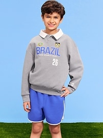 Image number 1 showing, FIFA World Cup 26™ Brazil Dynamic Fleece Collared Graphic Sweatshirt for Kids