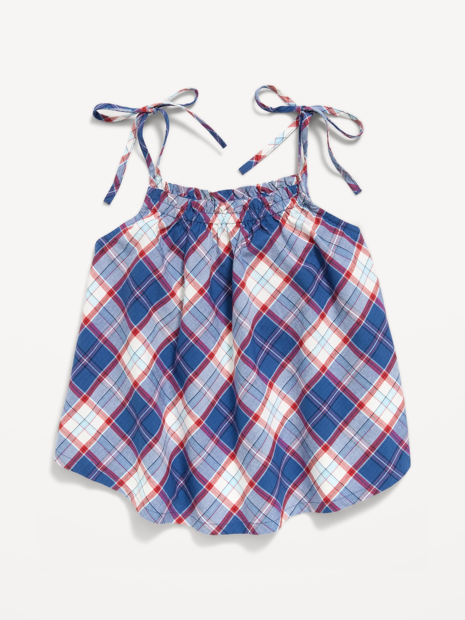 Sleeveless Tie-Shoulder Plaid Top for Girls