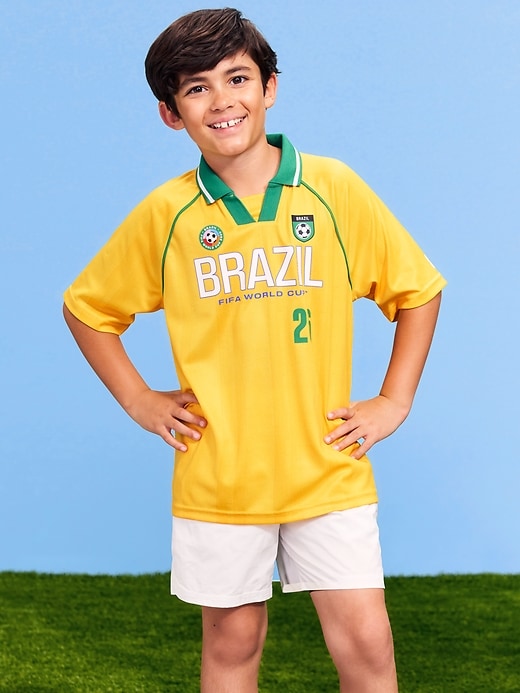 Image number 1 showing, FIFA World Cup 26™ Brazil Lifestyle Collared Jersey T-Shirt for Kids
