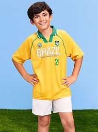 Image number 1 showing, FIFA World Cup 26™ Brazil Lifestyle Collared Jersey T-Shirt for Kids