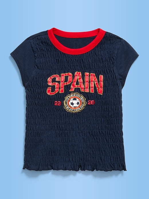 Image number 1 showing, FIFA World Cup 26™ Spain Smocked Graphic T-Shirt for Girls