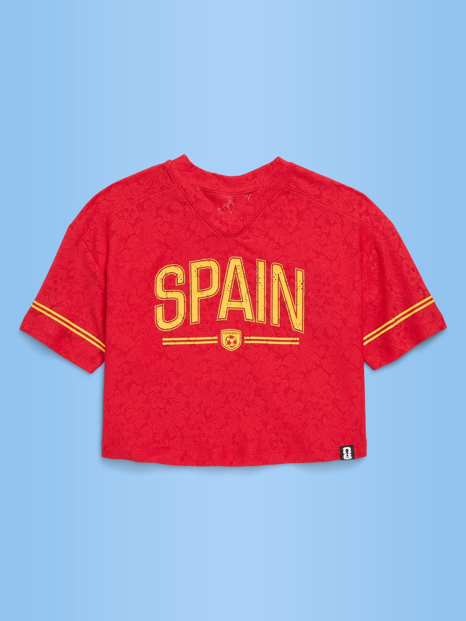 FIFA World Cup 26™ Spain Boxy Lace V-Neck T-Shirt for Girls