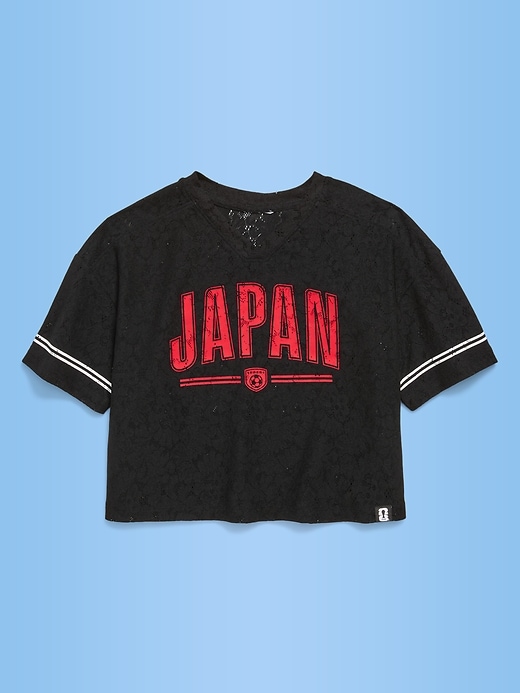 Image number 1 showing, FIFA World Cup 26™ Japan Boxy Lace V-Neck T-Shirt for Girls