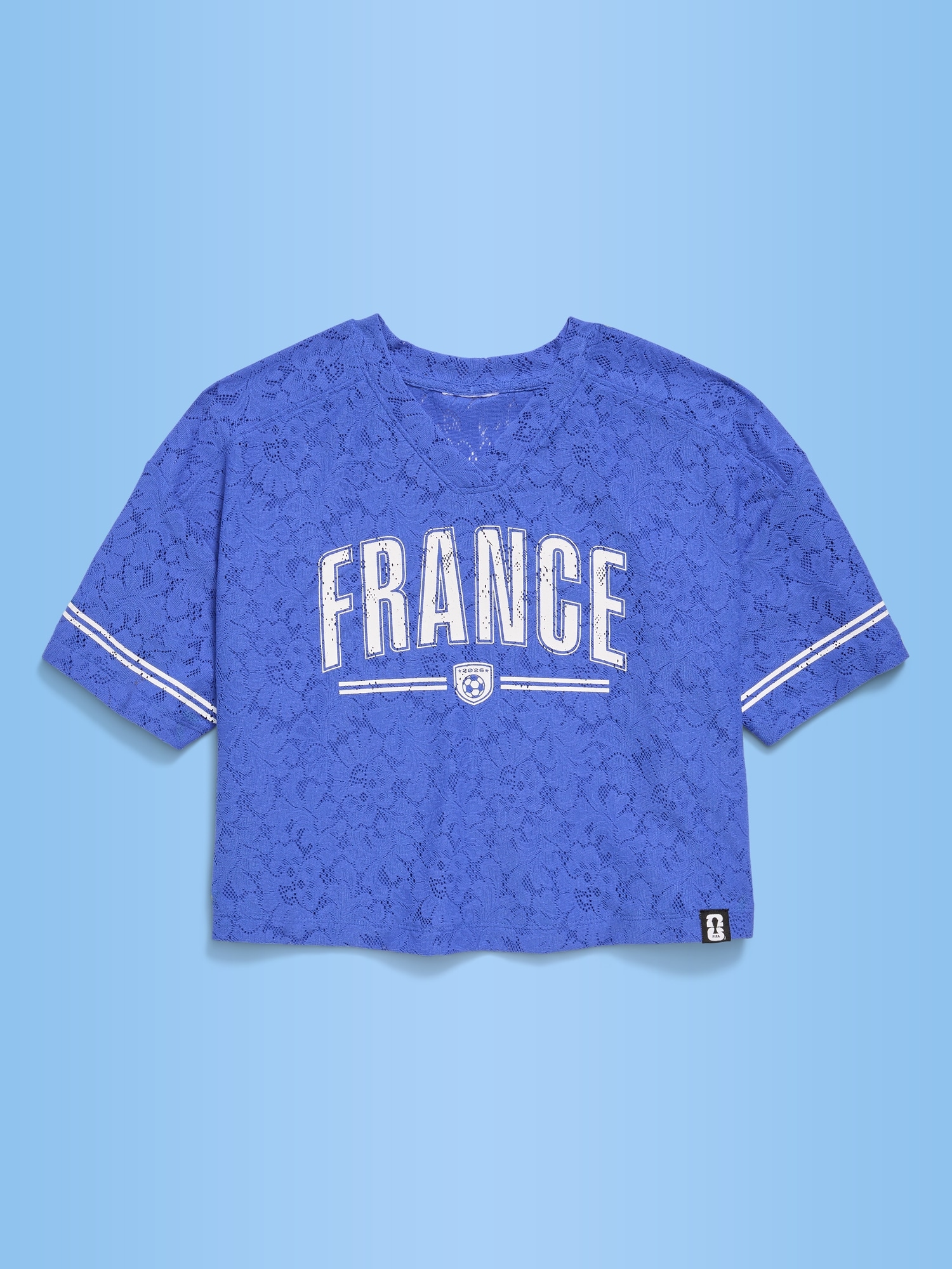 FIFA World Cup 26™ France Boxy Lace V-Neck T-Shirt for Girls