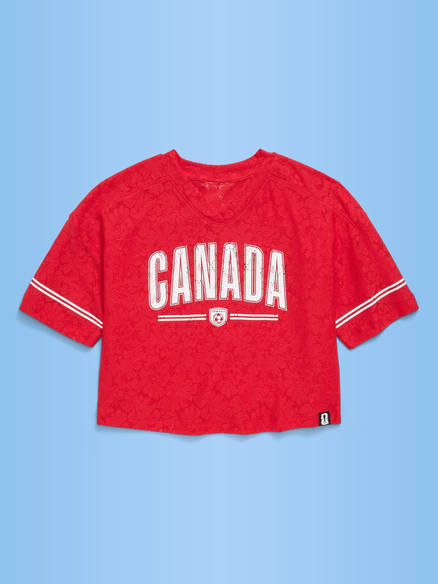 FIFA World Cup 26™ Canada Boxy Lace V-Neck T-Shirt for Girls