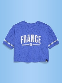 Image number 1 showing, FIFA World Cup 26™ France Boxy Lace V-Neck T-Shirt for Girls