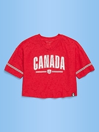 Image number 1 showing, FIFA World Cup 26™ Canada Boxy Lace V-Neck T-Shirt for Girls