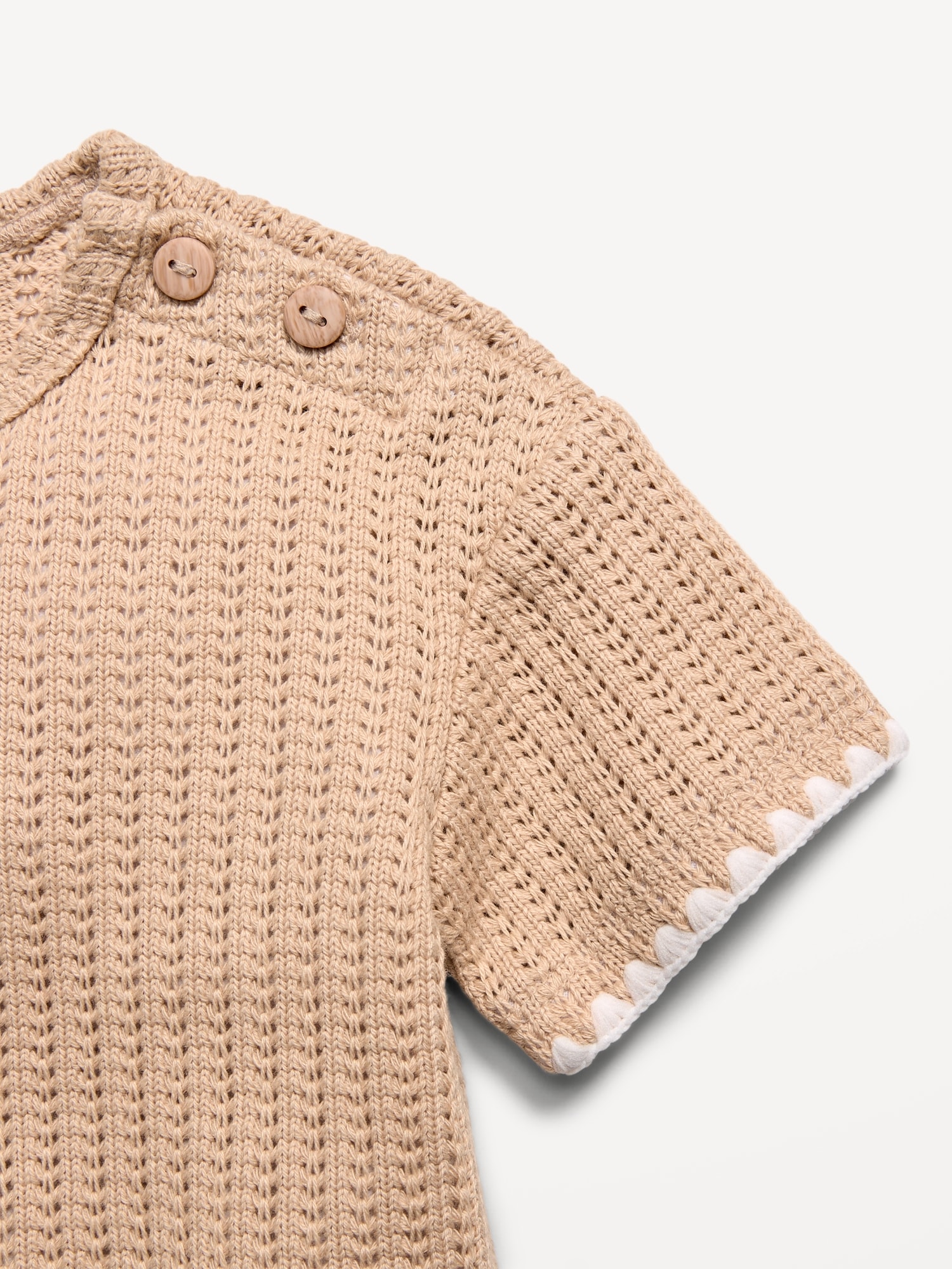 Short-Sleeve Crochet-Knit Top and Shorts Set for Baby