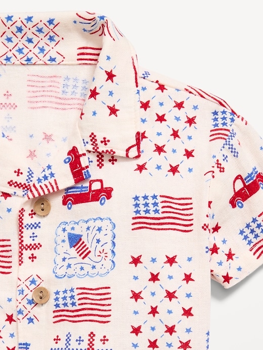 Image number 4 showing, Printed Short-Sleeve Linen-Blend Shirt and Shorts Set for Baby