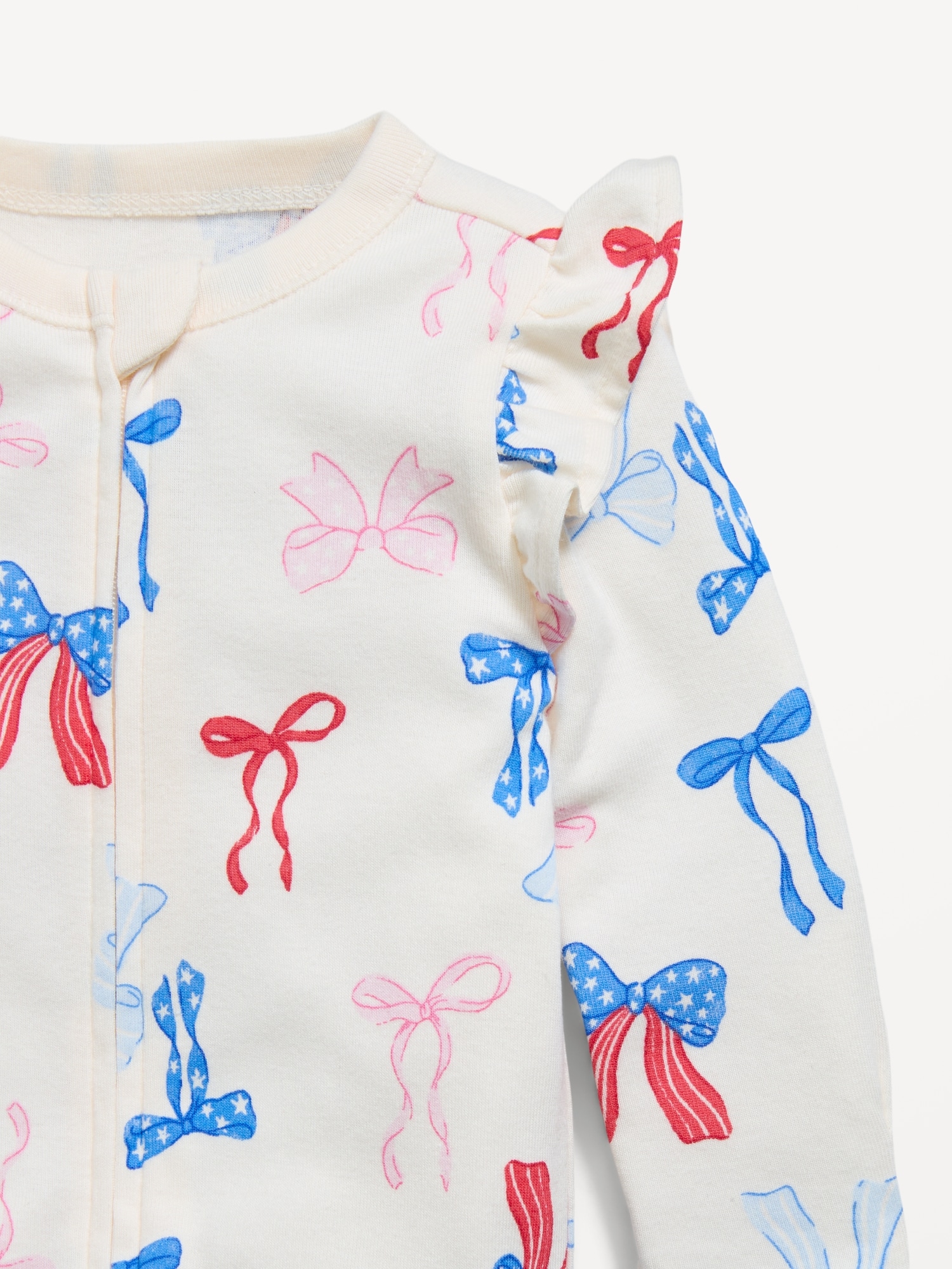 Ruffle-Trim 2-Way-Zip Sleep & Play Footed One-Piece for Baby