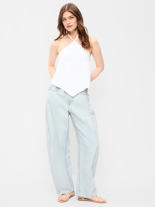Image number 1 showing, High-Waisted Rounded Wide-Leg Barrel Jeans