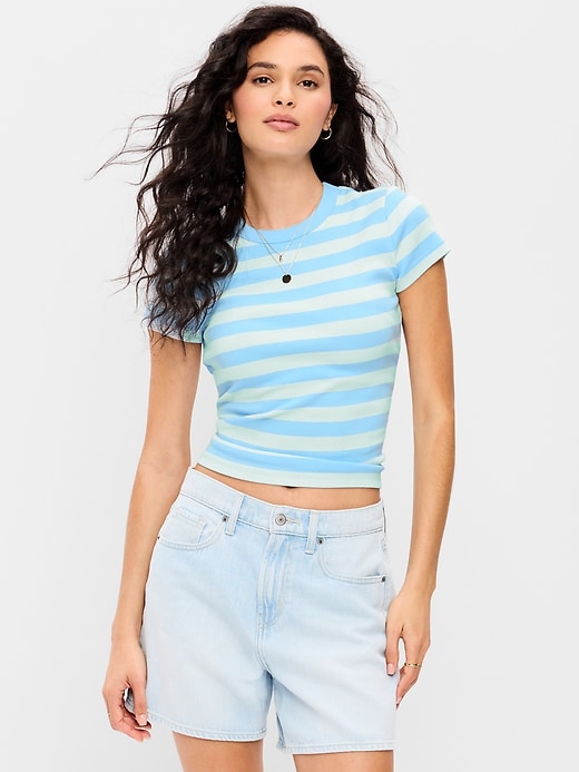 Image number 1 showing, Snug Crew-Neck Ribbed T-Shirt