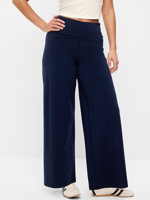 Image number 3 showing, High-Waisted PowerChill Fold-Over Wide-Leg Pants
