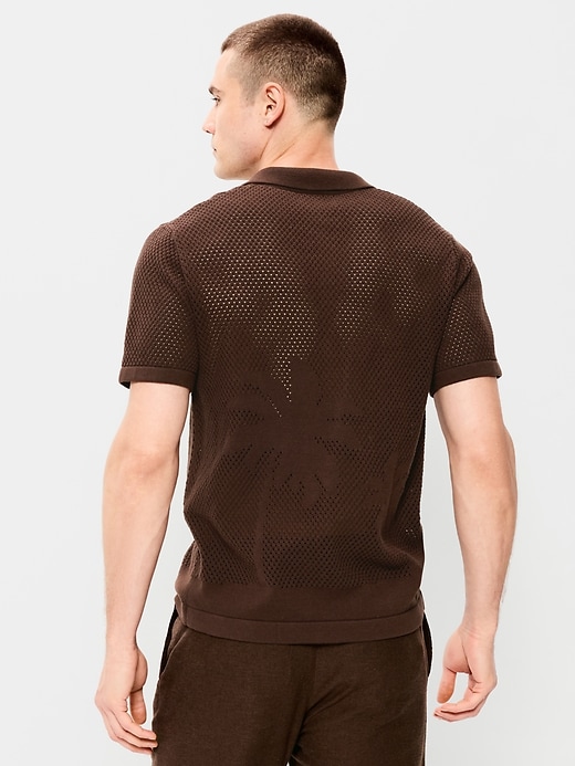 Image number 2 showing, Short-Sleeve Open-Knit Sweater Shirt