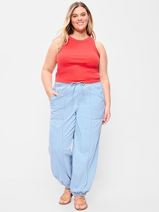 Image number 7 showing, Mid-Rise Pull-On Utility Harem Jeans