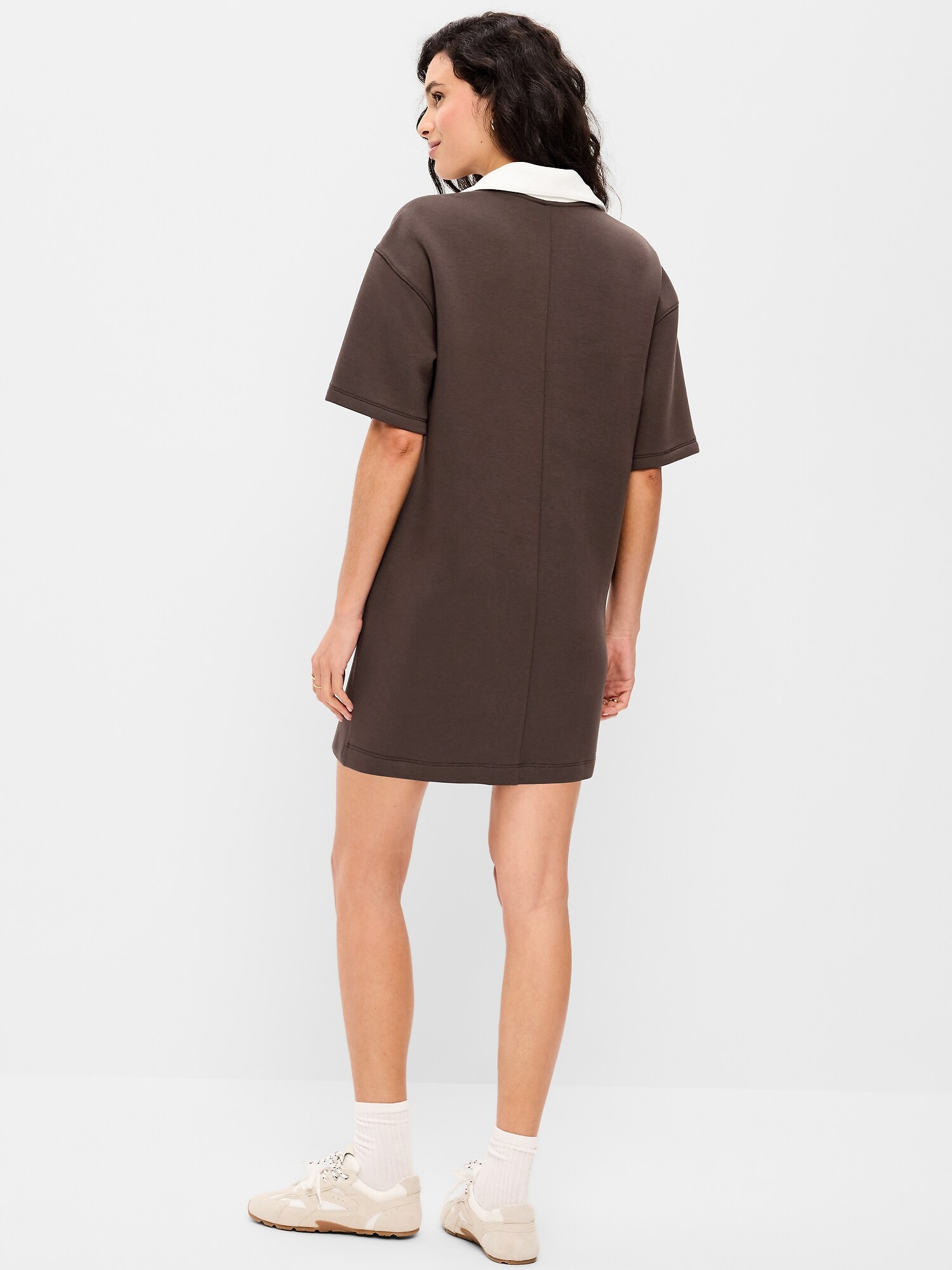 Женское платье Old Navy Bounce Fleece Short-Sleeve Polo Dress, цвет: Чёрный кофейный — фото 2