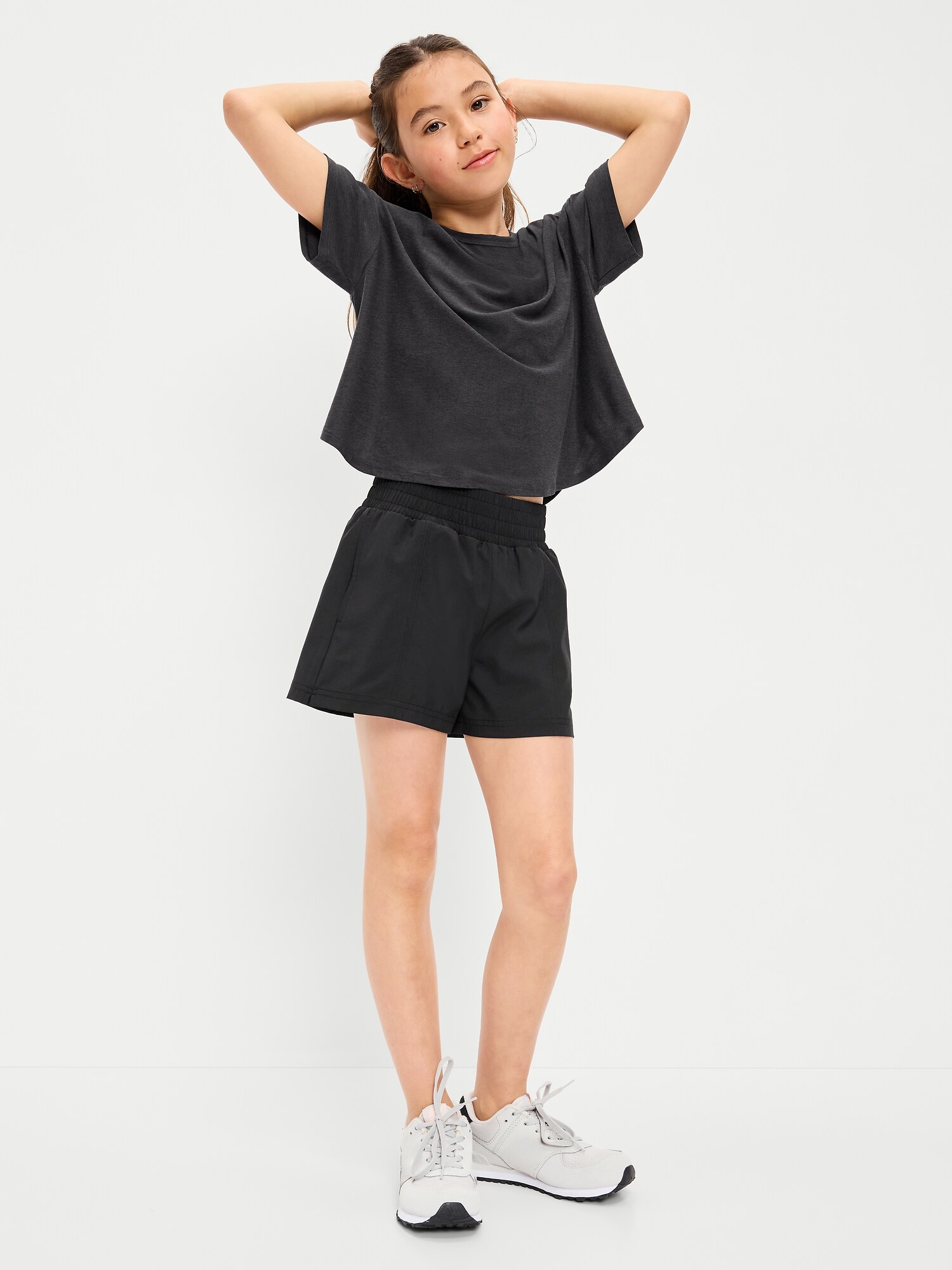 Шорты Old Navy High-Waisted StretchTech Performance Shorts для девочек, цвет: Чёрный — фото 3